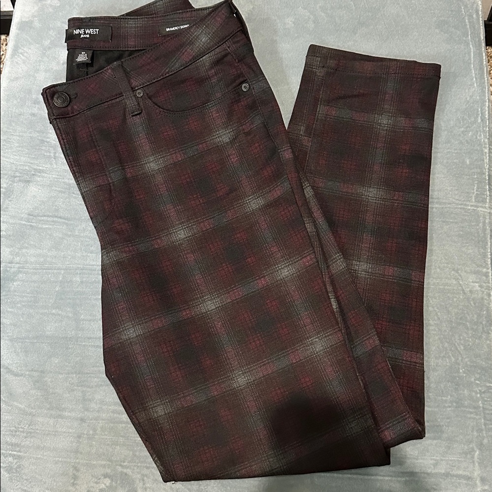Nine West "Gramercy Skinny" Plaid Pants Size 10 EUC